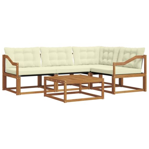 Комплект дивани за открито 5 pcs Натурален и Крема