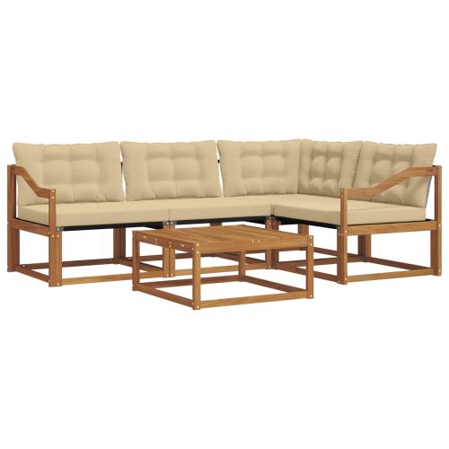 Комплект дивани за открито 5 pcs Натурален и Бежов