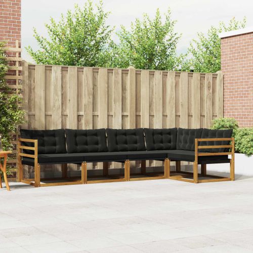 Комплект дивани за открито 5 pcs Естествено и черно