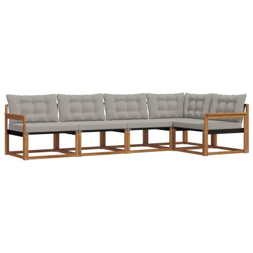 Комплект дивани за открито 5 pcs Естествено и светло сиво