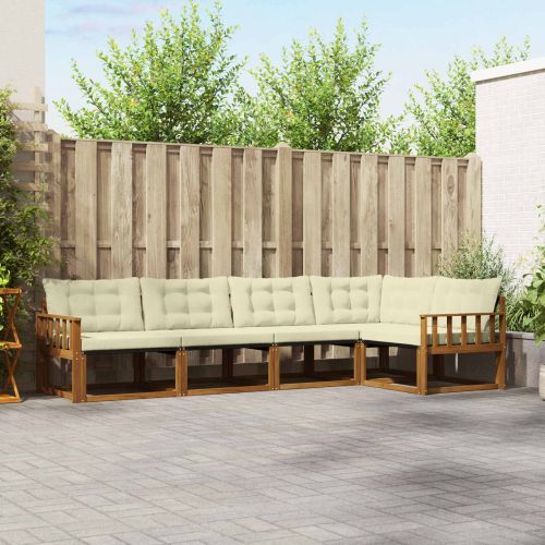 Комплект дивани за открито 5 pcs Натурален и Крема