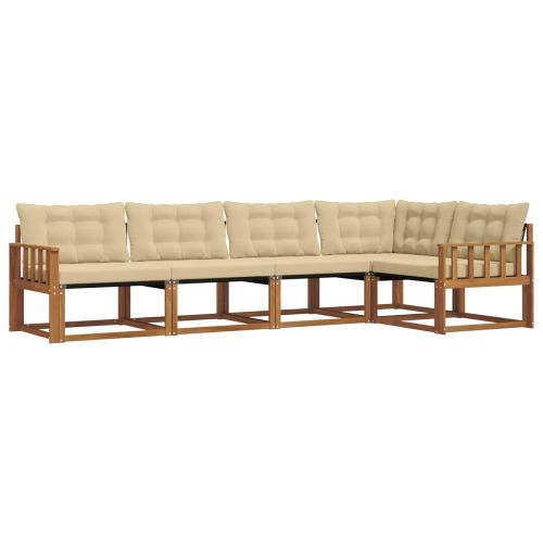 Комплект дивани за открито 5 pcs Натурален и Бежов
