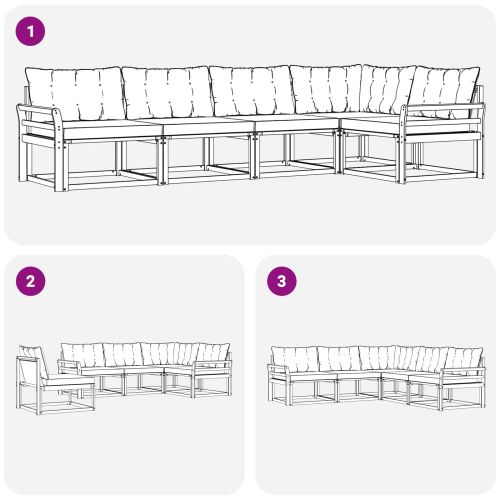 Комплект дивани за открито 5 pcs Натурален и Бежов