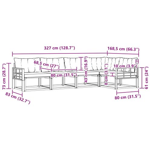Комплект дивани за открито 5 pcs Натурален и Бежов