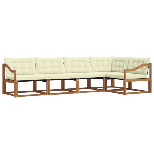 Комплект дивани за открито 5 pcs Натурален и Крема