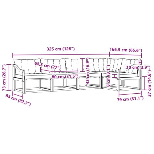 Комплект дивани за открито 5 pcs Натурален и Крема