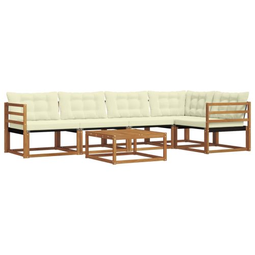 Комплект дивани за открито 6 pcs Натурален и Крема