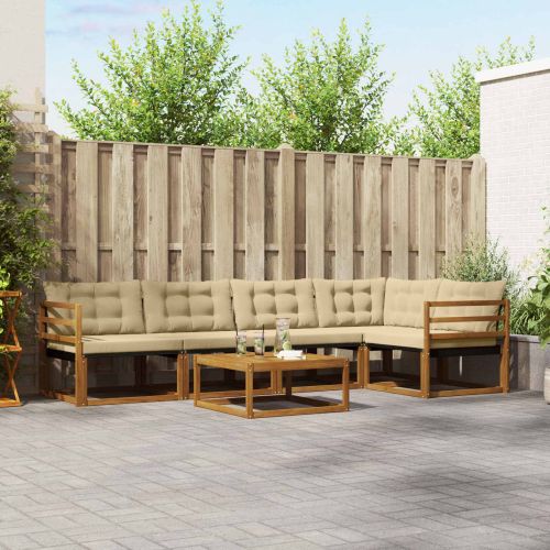 Комплект дивани за открито 6 pcs Натурален и Бежов