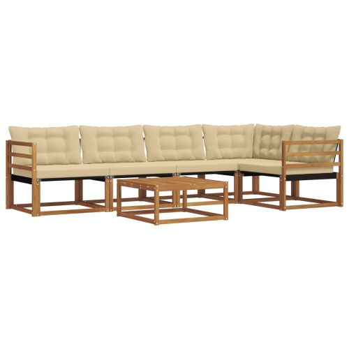 Комплект дивани за открито 6 pcs Натурален и Бежов