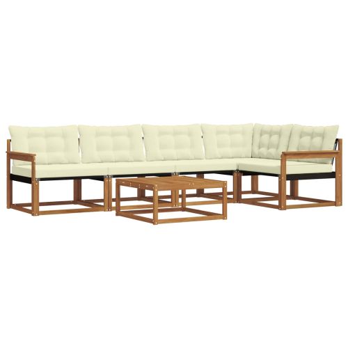 Комплект дивани за открито 6 pcs Натурален и Крема
