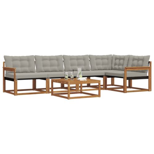 Комплект дивани за открито 6 pcs Естествено и светло сиво