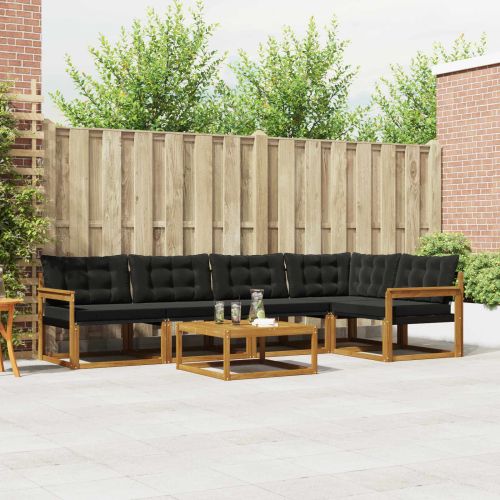 Комплект дивани за открито 6 pcs Естествено и черно