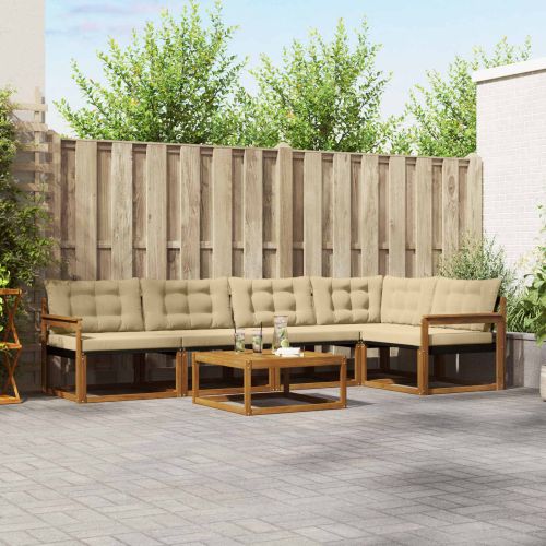 Комплект дивани за открито 6 pcs Натурален и Бежов