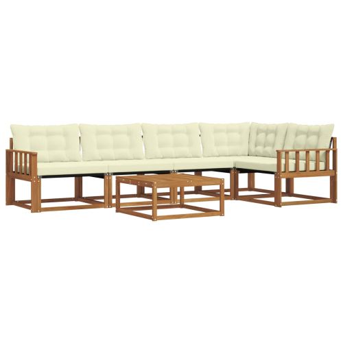 Комплект дивани за открито 6 pcs Натурален и Крема