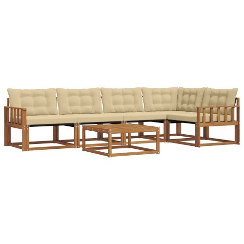 Комплект дивани за открито 6 pcs Натурален и Бежов