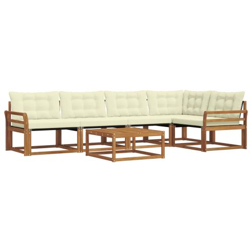 Комплект дивани за открито 6 pcs Натурален и Крема