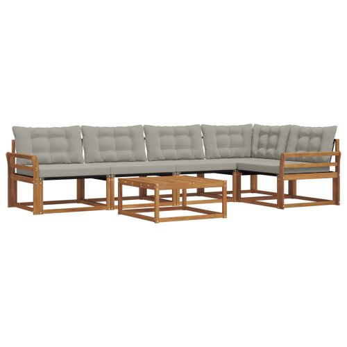 Комплект дивани за открито 6 pcs Естествено и светло сиво