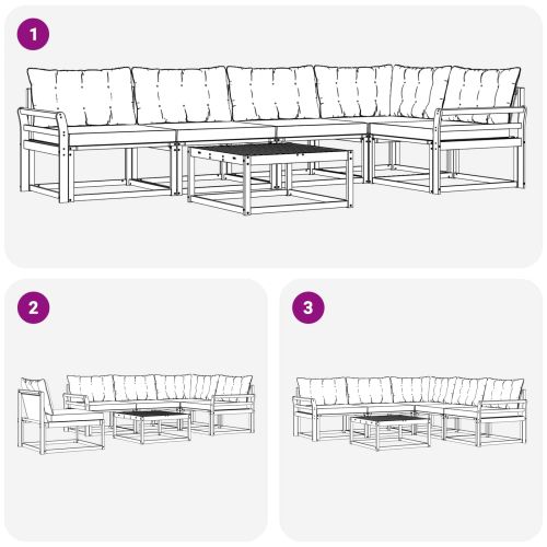 Комплект дивани за открито 6 pcs Естествено и черно