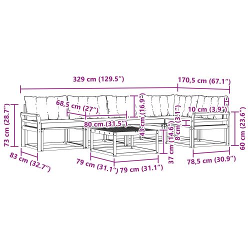 Комплект дивани за открито 6 pcs Естествено и черно