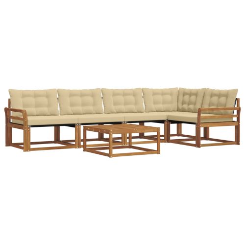 Комплект дивани за открито 6 pcs Натурален и Бежов