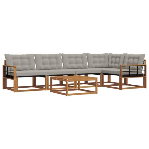 Комплект дивани за открито 6 pcs Естествено и светло сиво