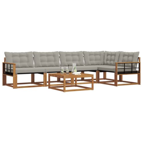 Комплект дивани за открито 6 pcs Естествено и светло сиво