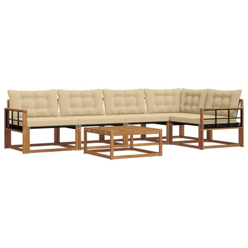 Комплект дивани за открито 6 pcs Натурален и Бежов