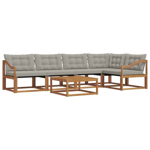 Комплект дивани за открито 6 pcs Естествено и светло сиво