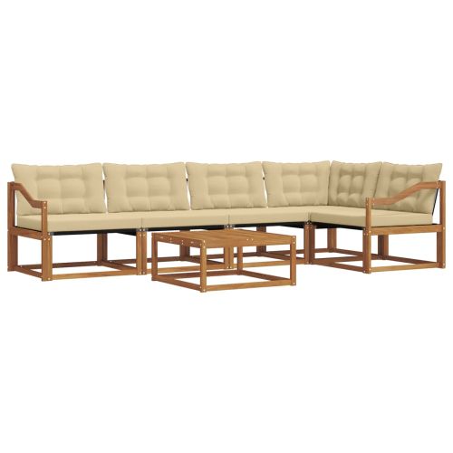 Комплект дивани за открито 6 pcs Натурален и Бежов