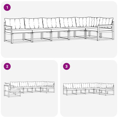 Комплект дивани за открито 6 pcs Натурален и Крема