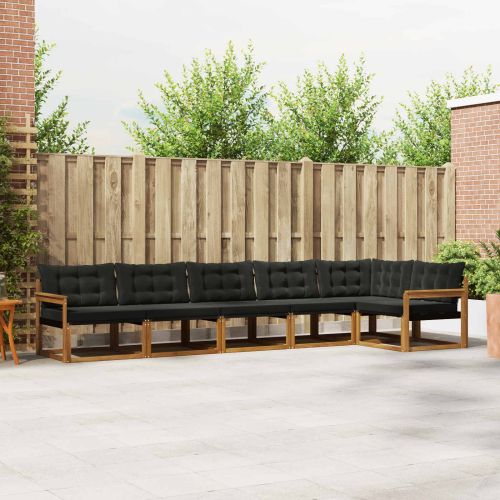 Комплект дивани за открито 6 pcs Естествено и черно