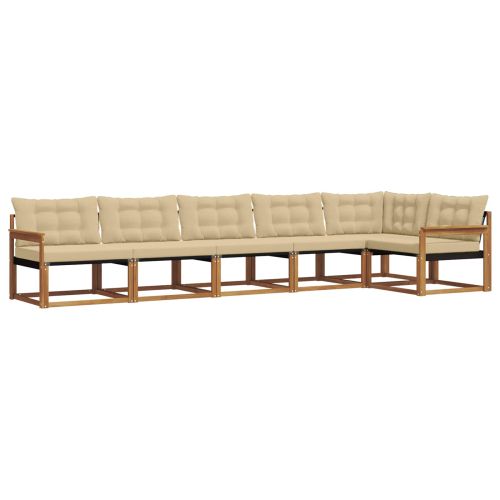 Комплект дивани за открито 6 pcs Натурален и Бежов