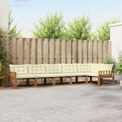 Комплект дивани за открито 6 pcs Натурален и Крема