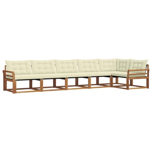 Комплект дивани за открито 6 pcs Натурален и Крема