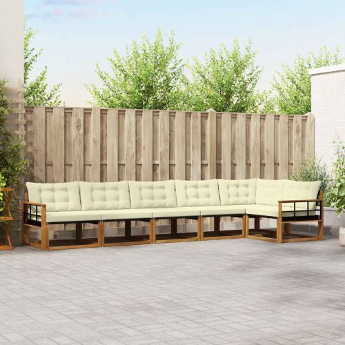 Комплект дивани за открито 6 pcs Натурален и Крема