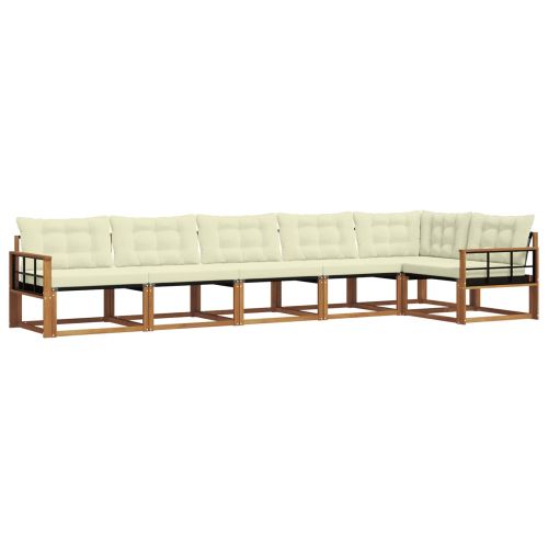 Комплект дивани за открито 6 pcs Натурален и Крема