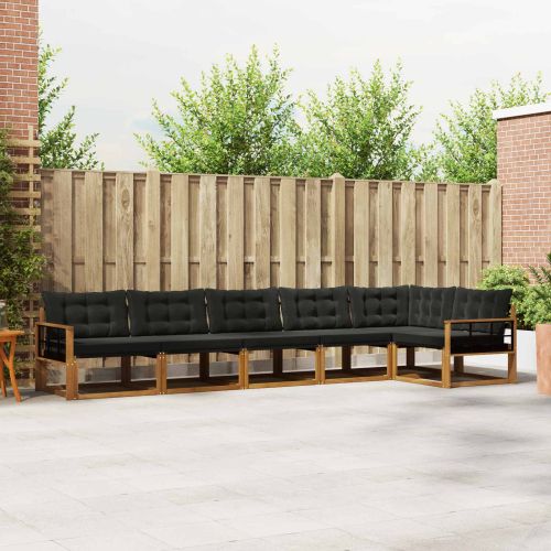 Комплект дивани за открито 6 pcs Естествено и черно