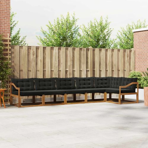 Комплект дивани за открито 6 pcs Естествено и черно