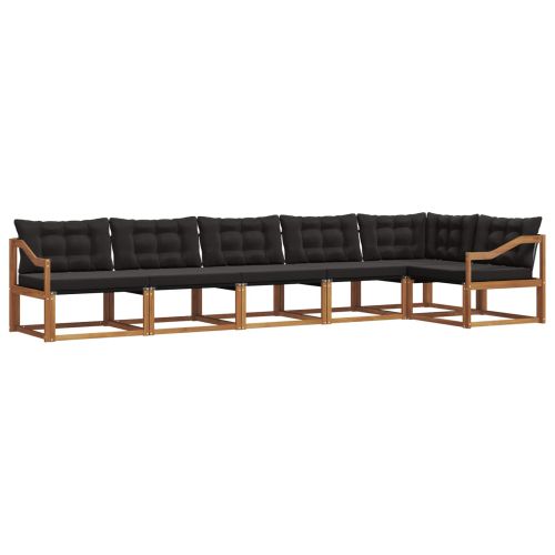 Комплект дивани за открито 6 pcs Естествено и черно