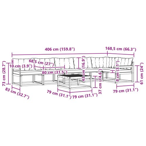 Комплект дивани за открито 7 pcs Естествено и светло сиво
