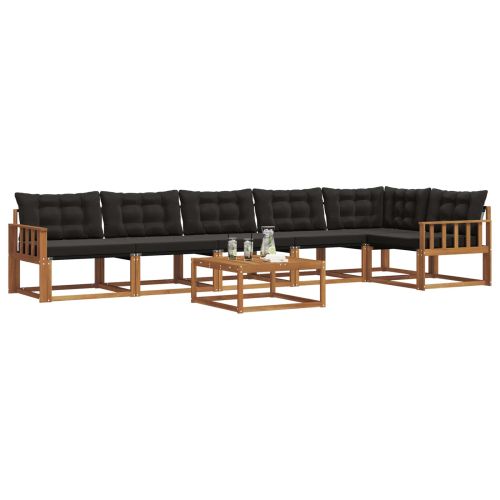 Комплект дивани за открито 7 pcs Естествено и черно