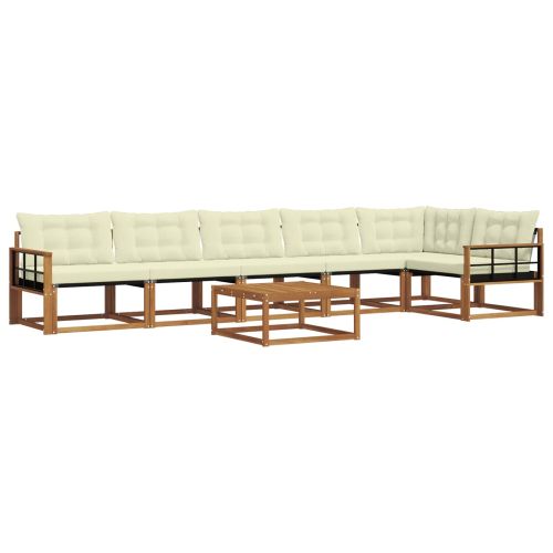 Комплект дивани за открито 7 pcs Натурален и Крема