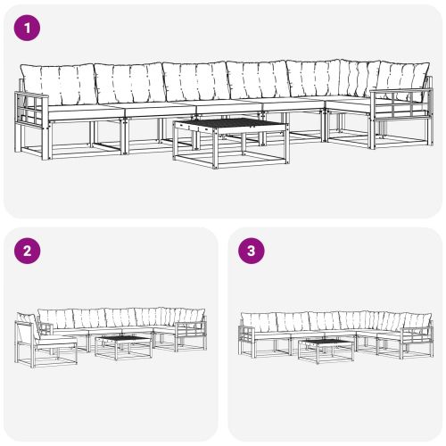 Комплект дивани за открито 7 pcs Естествено и черно