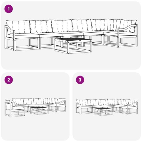 Комплект дивани за открито 7 pcs Натурален и Крема