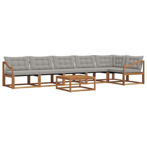 Комплект дивани за открито 7 pcs Естествено и светло сиво