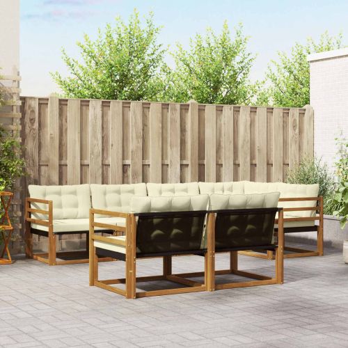 Комплект дивани за открито 7 pcs Натурален и Крема