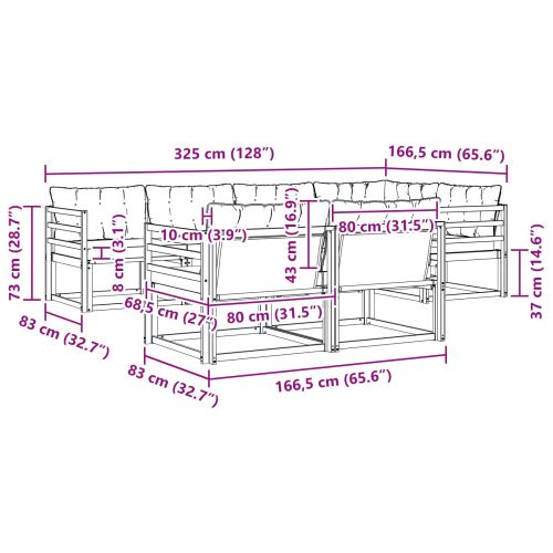 Комплект дивани за открито 7 pcs Натурален и Крема