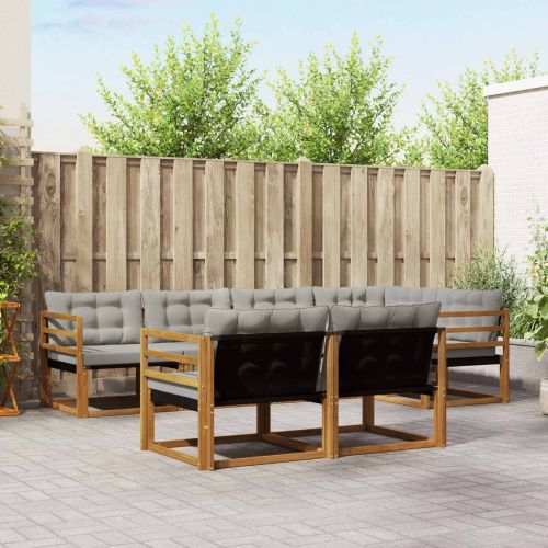 Комплект дивани за открито 7 pcs Естествено и светло сиво