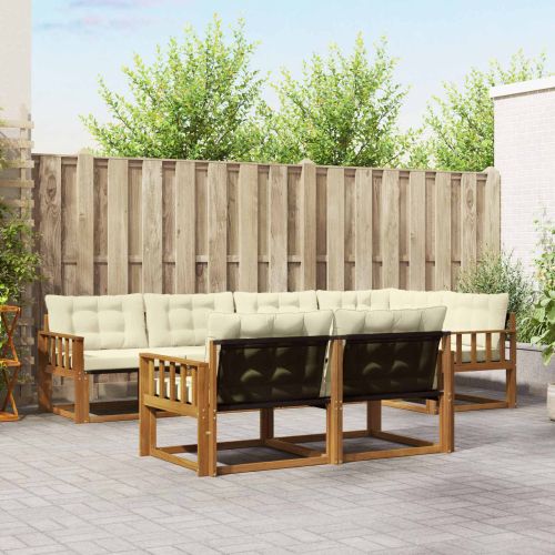 Комплект дивани за открито 7 pcs Натурален и Крема