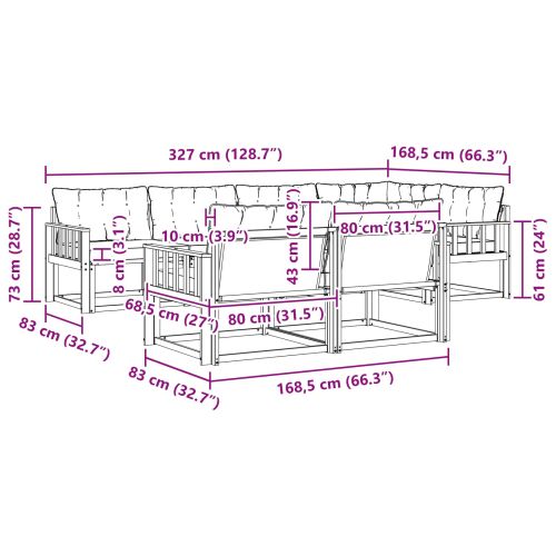 Комплект дивани за открито 7 pcs Естествено и черно
